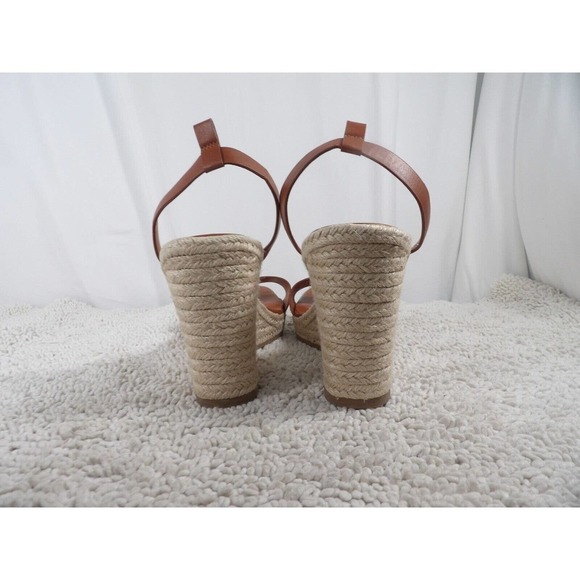 A New Day Womens Tina Cognac Leather Open Toe Wedge Espadrille Heels Size US 11 - Picture 7 of 10